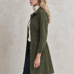 Vintage Military Olive Button Longline Utility Womens Coat