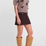 Jensin Knit Satin Bow Detail Short Sleeve Crop Sweater