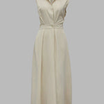 Sleeveless Solid Color Lapel Midi Dresses