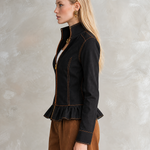 Black Zip Front Peplum Jacket