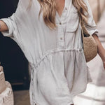 Solid Color Lapel Casual Fashion Loose Shirt Dresses