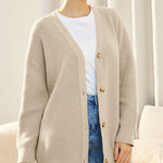 Open Front Oversized Button Lightweight Sweaters V Neck Loose Cardigans Knit Outwear