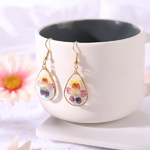 Van Gogh Water color Pressed Flower Tear Drop Earrings