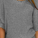 Margovil Round Neck 3/4 Sleeves Basic Knitting Sweater
