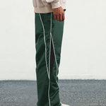 KZZ Men's Letter Patchwork Side Stripe Drawstring Waist Pants