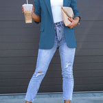 Margovil Classic Single Button Back Slit Pocketed Blazer