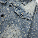 KZZ Men's two-piece jacquard denim suit