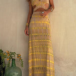 Margovil V Neck Cut Out Side Split Tie Dye Maxi Dress