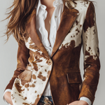 Alessia – Vintage Cow Print Blazer