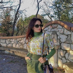 Nadorine Casual Floral Print Smocked Puff Sleeve Shirts