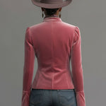 Western-style Stand-up Collar Single-breasted Floral Embroidered Velvet Jacket