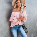 Off Shoulder Loose Knitwear Sweater