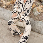 Margovil Wide Leg Reef Print Satin Pants
