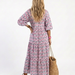 Mireya | Geometric Print Long Sleeve Tiered Midi Dress