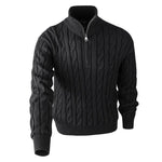 KZZ Men's solid color zipper sweater, fashionable knit long sleeved