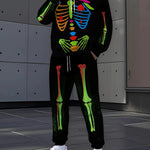 KZZ Men's Halloween Skull Print Hoodie and Pants Set