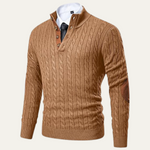 The Stamford Men's Cable Knit Collar Stand Sweater