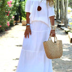 Casual Off Shoulder Solid Beach Maxi Dress