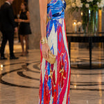 Spaghetti Strap Twist Front Cut Out Floral Print Maxi Dress