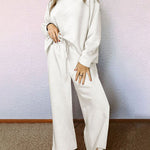 Nadorine Casual Two Piece Set Dropped Shoulder Top and Pants Set