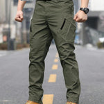 KZZ Men's Solid Color Flap Pocket Zipper Fly Cargo Pants without Belt Accessories