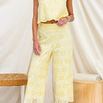 Sleeveless Buttons Detail Floral Lace Hollow Out Top