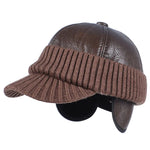 Arvik Leather-Knit Winter Cap