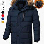 KZZ Men's Contrast Faux Fur Trim Hooded Jacket