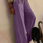 Margovil Solid Raw Hem Wide Leg Casual Pants