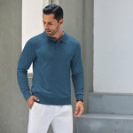 KZZ Fall Outfits Soft Menswear Knit Polo Shirts