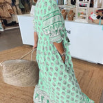 Inés | Casual Printed V-neck Half Sleeve Dress