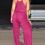 Womens Spaghetti Strap Drawstring Tied Waist Jumpsuit Casual Overalls