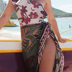 One Shoulder Sleeveless Floral Print One-piece Swimsuit