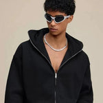 KZZ Jacket Zip Up Fashion Double Layer Hoodie Hip Hop Outerwear Jacket
