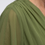 Elysia | V Neck Draped Waist Tie Midi Dress