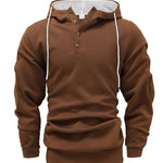 KZZ Men's solid color hoodie with texture casual long sleeve top