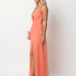 Tia | Deep V Strap Pleated Maxi Dress