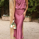 Margovil Sleeveless Mockneck Waisted Maxi Dress