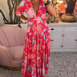 Summer | Floral Print V-neck Pocket Dress