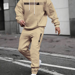 KZZ Two-piece Set Men's Tree Graphic Hoodie & Drawstring Waist Sweatpants