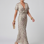 Astra | Short Sleeve Abstract Pattern Maxi Dress