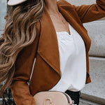 Margovil Zip Up Pocketed Faux Suede Moto Jacket(in 7 Colors)