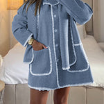 Women's Thickened Loose Woolen Coat with Fringed Scarf