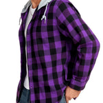 KZZ Plaid Patchwork Button Front Hooded Jacket