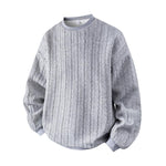 KZZ Men's Cable Knit Pattern Round Neck Sweatshirt