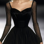 Retro Classic French Black Gauze Maxi Dress
