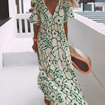 CHRISTINE | Long Summer Dress with Flowing Cut and Elegant Graphic Pattern