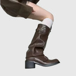 Samanta | Platform Leather Boots with Straps