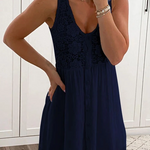 Margovil Lace Floral Buttons Swing Tank Dress