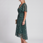 Mirabel | Flutter Sleeve Gathered Waist Floral Print Midi Dress